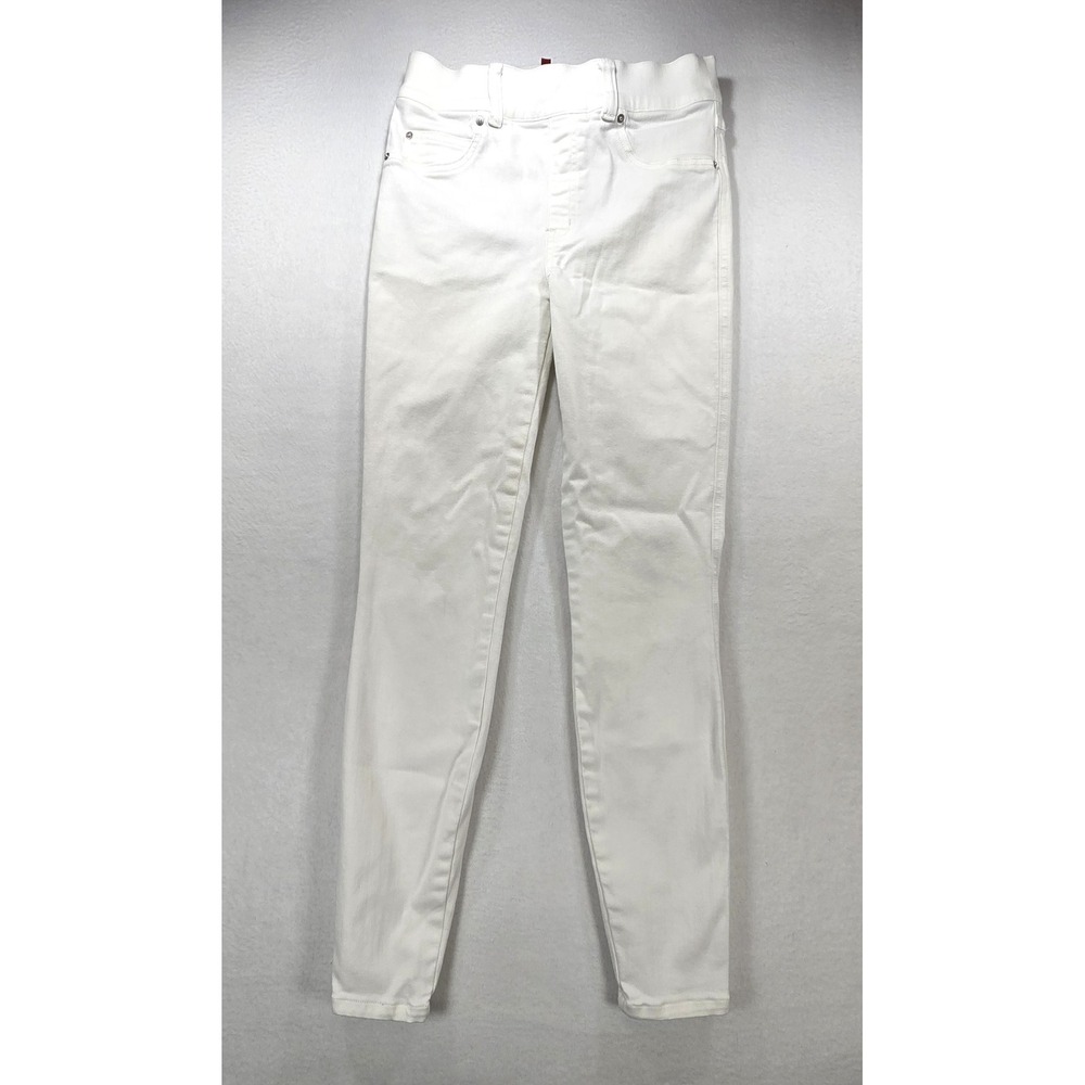 Spanx Ankle Skinny Jeans White Pull On High Rise Denim Leggings Small
